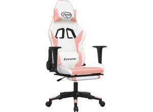 8720287229179 - Bonnevie - Gaming-Stuhl mit Fußstütze Weiß und Rosa Kunstleder vidaXL828367