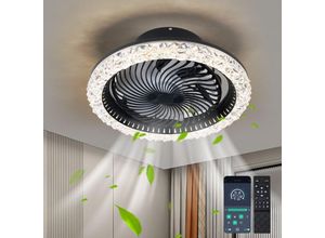 6949568107940 - Ganeed LED Deckenleuchte mit Ventilator Schwarz 50cm Moderne 360° Drehung Deckenventilatoren mit Beleuchtung Fernbedienung App 60W Dimmbar Timer