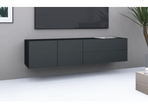 4255607607923 - Lowboard BORCHARDT MÖBEL Sophia Sideboards Gr B H T 152 cm x 35 cm x 35 cm 2 schwarz (schwarz matt) Lowboards Breite 152 cm hängend und stehend montierbar