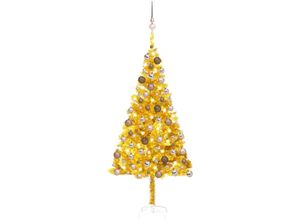 8720286496923 - Bonnevie - Künstlicher WeihnachtsbaumKunstbaum mit LEDs & Kugeln Golden 180 cm pet vidaXL