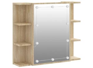 8720286644737 - Bonnevie - Spiegelschrank mit LEDBad Hängeschrank Sonoma-Eiche 70x165x60 cm vidaXL