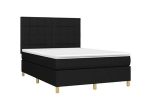 8720287389637 - Jinlefu - Boxspringbett mit Matratze & led Schwarz 140x200 cm Stoff vidaXL - Schwarz