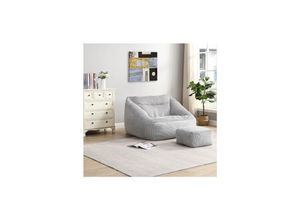 4058166265456 - HOME DELUXE Sitzsack mit Hocker COZY - Hellgrau 4058166265456 - HOME DELUXE Sitzsack mit Hocker COZY - Hellgrau
