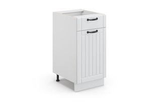 4066731387878 - Küchenunterschrank Fame-Line Weiß Landhaus 40 cm  AP Eiche Vicco