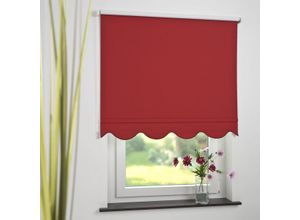 4016318390517 - Seitenzugrollo Kettenzugrollo Volantrollo Rollo Klassik Verdunklung 112 x 180 cm rot für Fenster