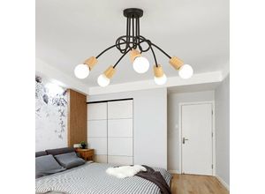 5704142177631 - Deckleuchte Vintage Industriell Stil Deckenlampe Spinne Eisen Kronleuchter mit E27 Fassung Innen für Wohnzimmer Schlafzimmer 5 Flammig Schwarz und