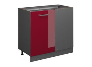 4066731395651 - Eckschrank R-Line Bordeaux Hochglanz 86 cm  AP Anthrazit Vicco