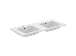 8014140503668 - iLife B - Doppelwaschbecken 121x52 cm mit Überlauf 2 Hahnlöcher weiß T460201