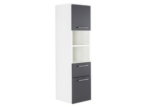 4251461507508 - Hochschrank VIVA 135cm Weiß-Anthrazit Badschrank Badregal Badmöbel