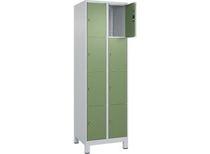 4066681680364 - 4er-Schließfachschrank Classic PLUS 2 Abteile lichtgrau resedagrün B 600 mm 8 Fächer mit Füßen 4066681680364 - 4er-Schließfachschrank Classic PLUS 2 Abteile lichtgrau resedagrün B 600 mm 8 Fächer mit Füßen