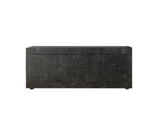 8024963421971 - Lowboard INOSIGN Basic Breite 210 cm TV-Board 2 Türen Schubkästen TV-Schrank Sideboards Gr B H T 210 cm x 43 cm x 60 cm 2 schwarz (marmor anthrazit) Lowboards Sideboards Metallgriff moderne Rahmenoptik viel Stauraum Farbauswahl