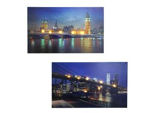 4057651300702 - 2er-Set LED-Bild Leuchtbild Leinwandbild Wandbild Timer 40x60cm Bridges 4057651300702 - 2er-Set LED-Bild Leuchtbild Leinwandbild Wandbild Timer 40x60cm Bridges