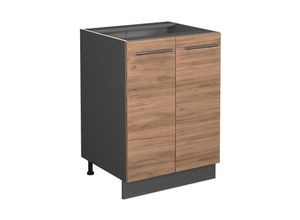 4066731143344 - Unterschrank Küchenschrank Küchenmöbel Fame-Line Anthrazit Eiche modern 60 cm Küche Einbauküche Drehtür Einlegeboden Blende Küchenzeile