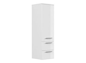 4251461520606 - Hochschrank 120 cm weiss hochglanz mit Glaseinlagen