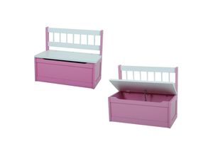 4041908129475 - 2er Set Holz Kinder Truhenbank Truhe Sitzbank Bank Spielkiste Kindermöbel pink