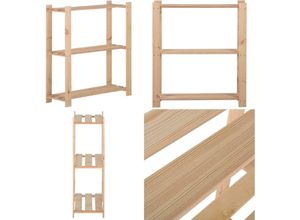8721114754802 - Vidaxl - Lagerregal mit 3 Böden 80x285x90 cm Massivholz Kiefer - Lagerregal - Lagerregale - Home & Living - Braun 8721114754802 - Vidaxl - Lagerregal mit 3 Böden 80x285x90 cm Massivholz Kiefer - Lagerregal - Lagerregale - Home & Living - Braun