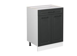 4066731393244 - Küchenunterschrank R-Line Anthrazit Landhaus 60 cm mit Schublade AP Marmor Vicco