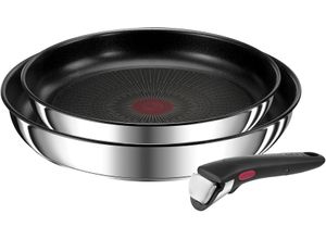 3168430336230 - Pfannen-Set TEFAL Ingenio Preference Pfannen Gr Ø 28 cm schwarz (edelstahl schwarz) Pfannensets stapelbar Antihaftversiegelung Induktion Made in France kompakt