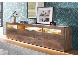 4255607602836 - Lowboard BORCHARDT MÖBEL Santa Fe Sideboards Gr B H T 166 cm x 49 cm x 35 cm 2 braun (stahlfarben braun) Lowboards Breite 166 cm