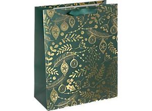 4004360777752 - Geschenktasche Golden Ornaments on green Größe L 5 Stück