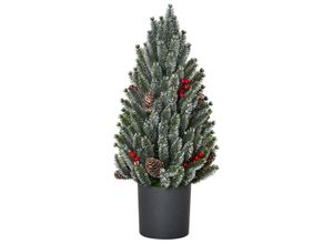 4251774919999 - Künstlicher Weihnachtsbaum für den Tisch mit künstlicher Schneeoptik grün Ø27 x 47H cm Weihnachtsbaum künstlich Tischbaum LED Kunsttanne Christbaum