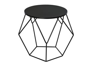 4250871265015 - Couchtisch Beistelltisch Satztisch Nachttisch rund Aufbewahrung Metallkorb Wohnzimmer Schlafzimmer 51 x 51 x 44 cm - Schwarz - Homcom