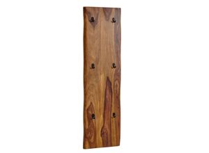 4251757703676 - WOHNLING Wandgarderobe Holz Metall 140 cm Garderobe Flur Hakenleiste Massivholz