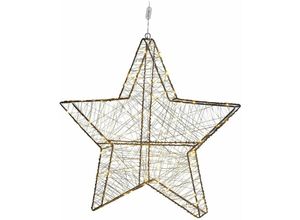 4251682268929 - Beliani - Outdoor led Weihnachtsbeleuchtung Silber Metall 58 cm Sternform mit Stromanschluss zum Aufhängen für Innen und Außen Deko Adventsdekoration