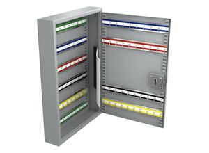 4026434064438 - Schlüssel-Kasten Schlüssel-Schrank Schlüssel-Tresor Schlüssel-Safe Grau Stahl-Blech 100 Haken - Basi