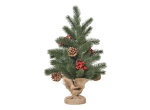 4251774919159 - Künstlicher Weihnachtsbaum für den Tisch mit Sockel in Sackleine verpackt grün Ø28 x 50H cm Weihnachtsbaum künstlich Tischbaum LED Kunsttanne Christbaum