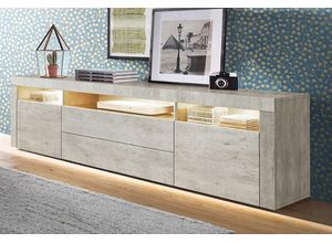 4255607602799 - Lowboard BORCHARDT MÖBEL Santa Fe Sideboards Gr B H T 166 cm x 49 cm x 35 cm 2 grau (beton optik) Lowboards Breite 166 cm