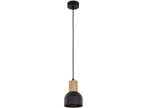 4255596700094 - Licht-erlebnisse - Hängeleuchte Metall E27 ø 115 cm rund h max 150 cm Schwarz Holz hell Skandinavisch - Schwarz Holz hell