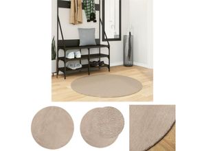 8721194059057 - The Living Store Teppich HUARTE Kurzflor Weich und Waschbar Sandfarben Ø 100 cm - Teppiche