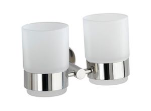 4008838202104 - Zahnputzbecherhalter Duo Bosio Edelstahl glänzend Silber glänzend Edelstahl rostfrei glänzend  Glas satiniert - silber glänzend - Wenko