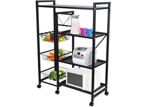 6434791515124 - ServierwagenGemüse Korb Lagerung Rack 4 Tier stapelbar Lagerung Korb mit 360-Grad-Räder Küche Bäcker Rack Gewürzregal Mikrowelle Organizer