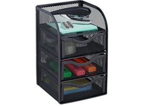 4052025953393 - Schreibtischorganizer Büroablage aus Metallgeflecht Ablagebox für Bürobedarf HxBxT 21x125x13cm silber - Relaxdays