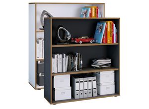 4051814443930 - Holz Büro Stand Regal Bücher Ordner Aktenregal Ordnerregal Bücherregal Salia 3fach B100 cm