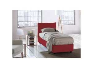 8052773599429 - Einzelbett Penelope Containerbett mit Stoffbespannung 100% Made in Italy Frontöffnung mit Matratze Cm 90x190 enthalten Rot - Talamo Italia