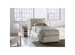 8052773598439 - Einzelbett Penelope Containerbett mit Stoffbespannung 100% Made in Italy Frontöffnung mit Matratze Cm 90x190 enthalten Beige - Talamo Italia