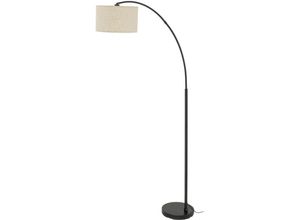 4255596704085 - Licht-erlebnisse - Bogenleuchte Metall Stoff verstellbar 200 cm Schwarz Beige E27 Modern - Schwarz Beige