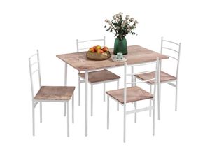 4255633567499 - 5-tlg Essgruppe Esstisch mit 4 Küchenstühlen Platzsparend Esszimmergruppe Esstisch-Set Esszimmermöbel für Küche Stahl Braun - Braun - Homcom