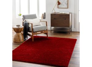 0889292486965 - SURYA Teppich Hochflor Wohnzimmer Soft Weich Shaggy Einfarbig Rot 200 x 275 cm