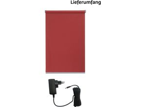 4001442305339 - Elektrisches Rollo Miami Rollos Gr 180 cm stufenlos positionierbar Rollo und Ladekabel 90 cm rot (rot silberfarben) Verdunklungsrollo Verdunkelungsrollos