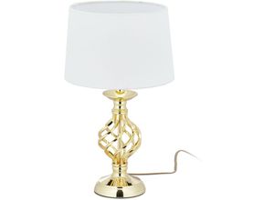 4052025899363 - Relaxdays - Tischlampe modern Nachttischlampe Touch 3 Stufen dimmbar E14 Tischleuchte edel HxD 435 x 25 cm gold weiß