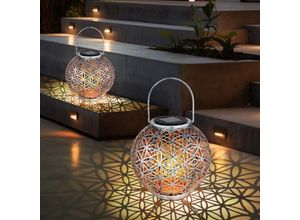 9007371495535 - - Solar Lampe Outdoor Solarleuchte orientalisch led Solar Laterne Außen Lichteffekt Lebensblume 1x led warmweiß DxH 20x29 cm 2er Set