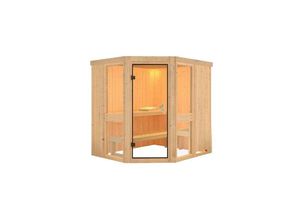 4010090667607 - Sauna Innenkabine Amelia Innensauna 3 Sitzbänke aus Holz  Saunakabine mit 68 mm Wandstärke Dampfsauna mit Montagematerial - Naturbelassen - Karibu