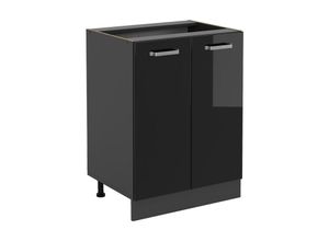 4066731391127 - Küchenunterschrank R-Line Schwarz Hochglanz 60 cm  AP Anthrazit Vicco