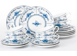 4052212141442 - Teeservice SELTMANN WEIDEN Geschirr-Set 18 Teile Amina Strohblume klein Geschirr-Sets Gr 18 tlg weiß (weiß blau) mit Blütenmotiv Made in Germany