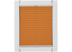 4001442869411 - Plissee One Size Style Crepe Plissees Gr 210 cm zweiseitig verschiebbar 105 cm orange (orange grau grau) Plissees ohne Bohren Zubehörfarbe zum Klemmen