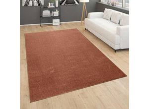 4061981177859 - Teppich Wohnzimmer Kurzflor Schlafzimmer Modernes Einfarbiges Muster Braun Rot 200 cm Quadrat - Paco Home